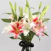 Elegant White and Pink Lily Arrangement in Glass Vase