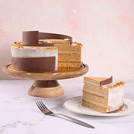 Caramel Love Swirl Anniversary Cake - A Delightful Celebration Treat