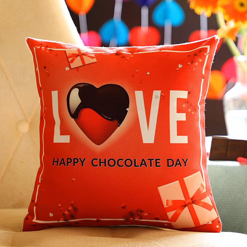 Happy Chocolate Day Love Printed Cushion