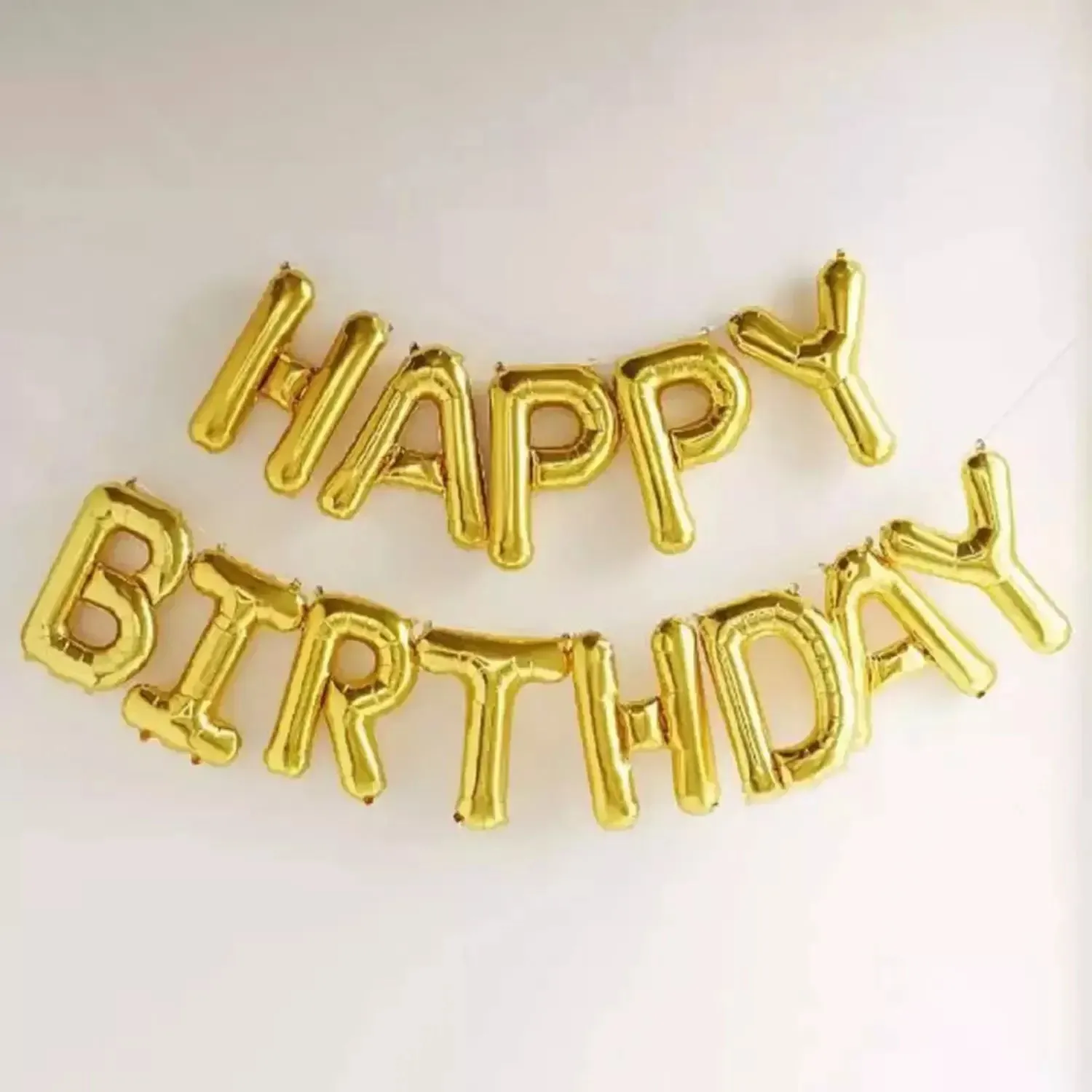 Elegant Gold Happy Birthday Balloon Banner