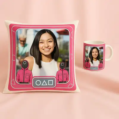 Personalized Cushion and Mug Set - Game Inspired Design