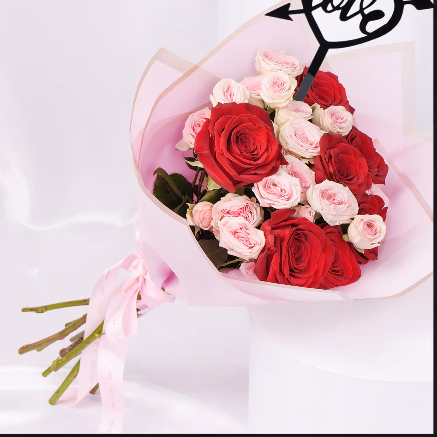 Eternal Love Valentine Bouquet with Elegant Black Love Topper