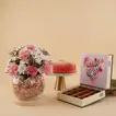 Noor Al Bait Vase with Cake & Chocolates for Mom