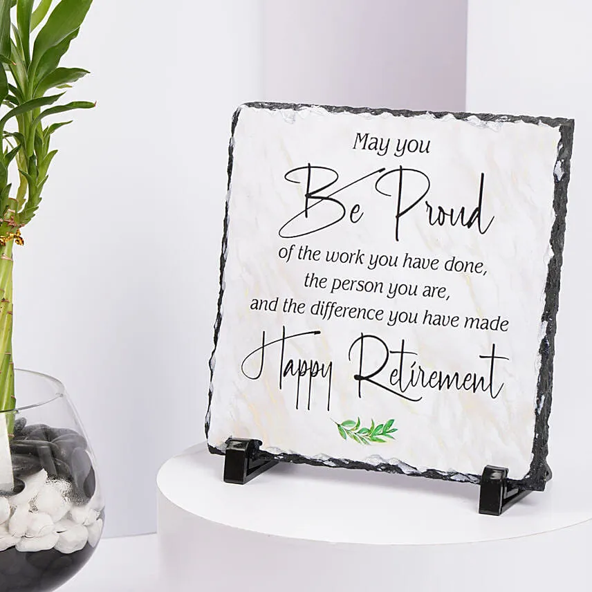 Sprial Lucky Bamboo with Retirement Wishes