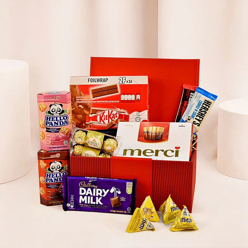 Delightful Treats Red Leather Basket
