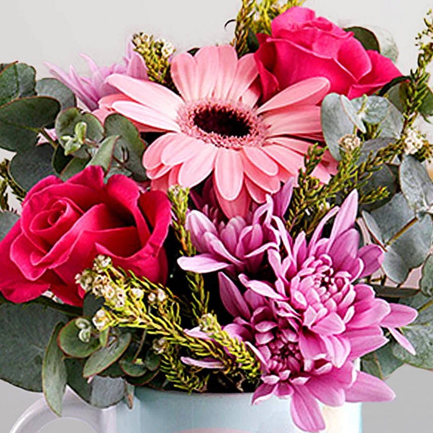 Mesmerising Mixed Flowers In Office Queen Mug