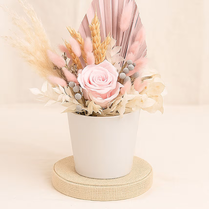 Graceful Pink Preserved Flower Vase