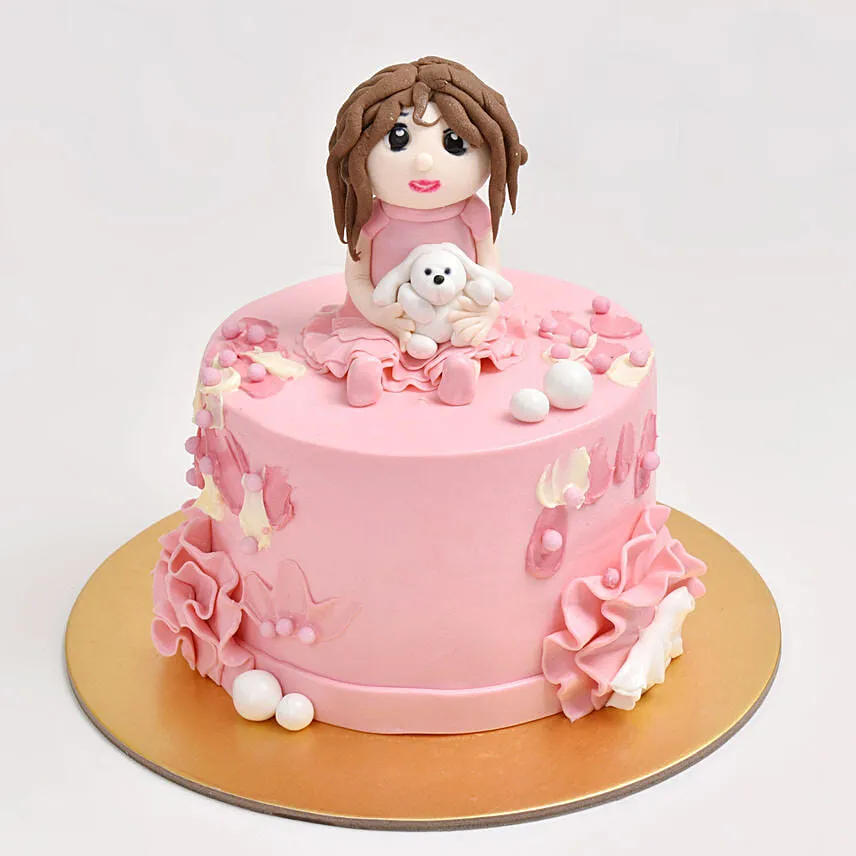 Pretty Girl With Lamb Marble Cake