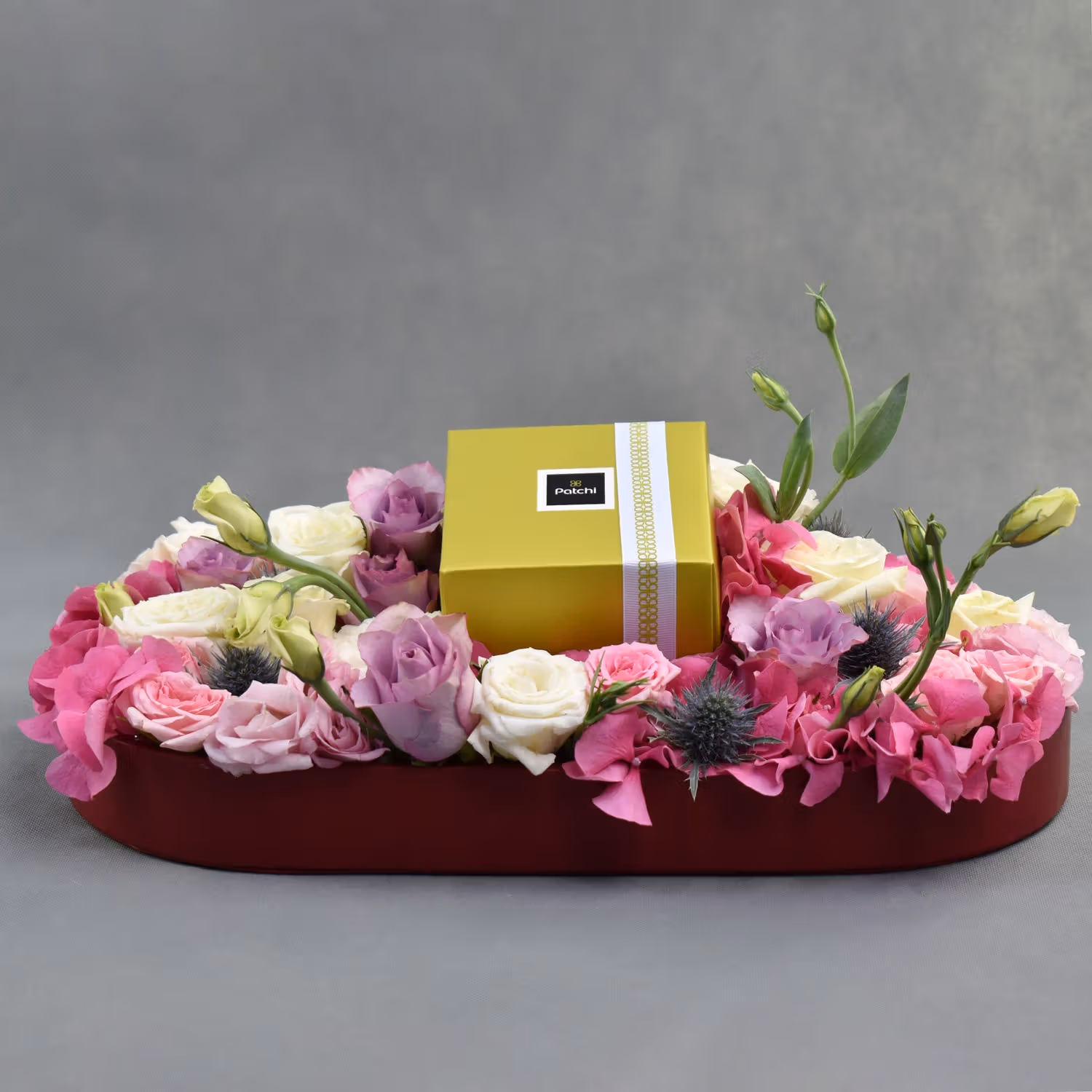 Floral Bed in Premium Tray with Patchi Box