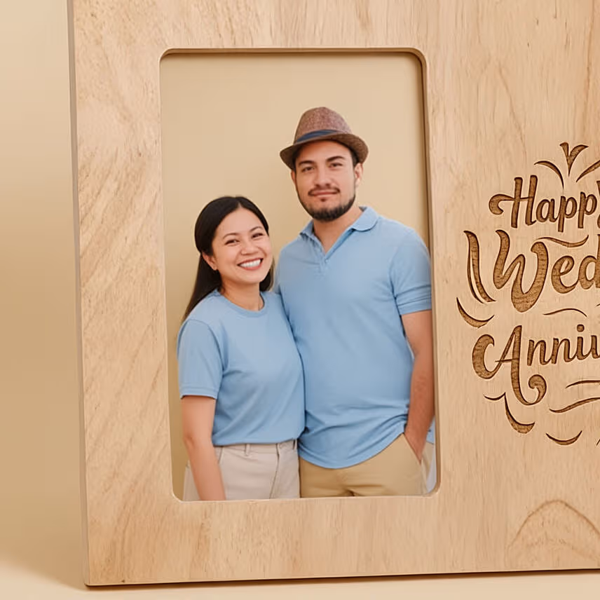 Personalised Wedding Anniversary Engraved Wooden Frame