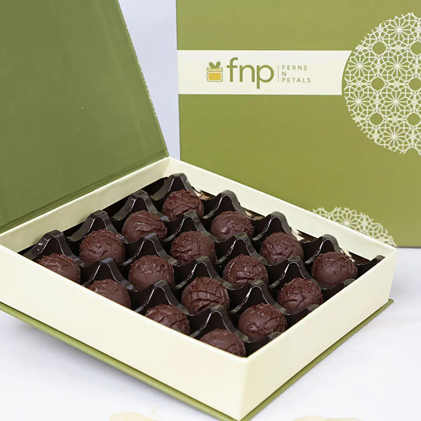 Dark Chocolate Truffles Box with Flower Bouquet