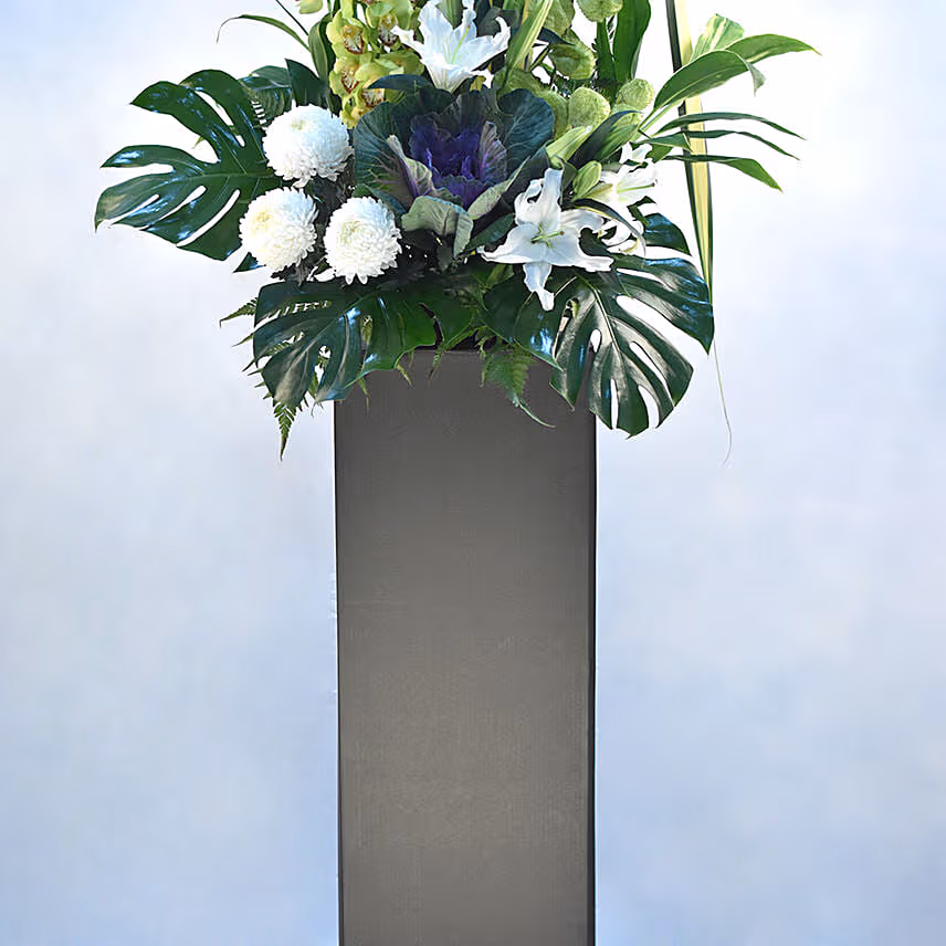 Refreshing Mixed Flowers Black Stand