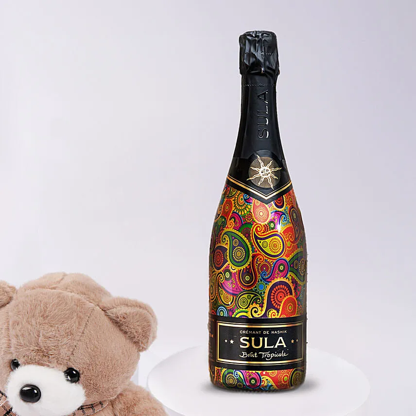 Roses Teddy & Wine Combo for Valentines