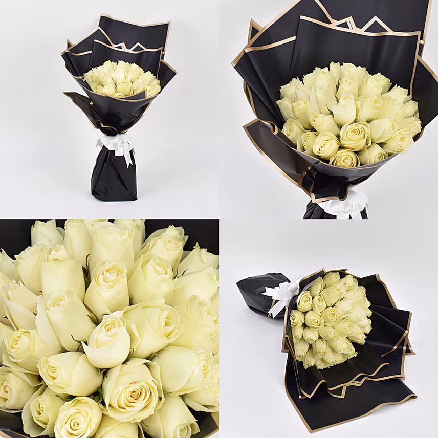 35 White Roses Bouquet