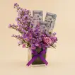 Purple Elegance Vase with Stylish Cash Arrangement