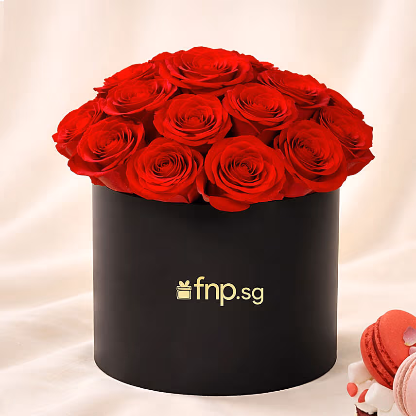 Box of Red Roses with Cake