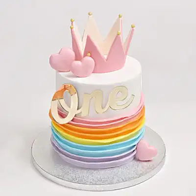 Rainbow Crown Chocolate Cake - Perfect Celebration Centerpiece