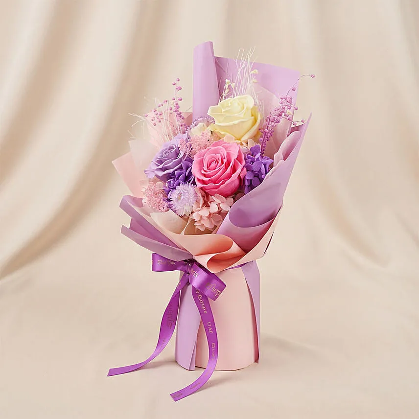 Pastel Symphony Preserved Mixed Rose Bouquet