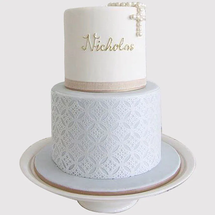 Two Layered Christening Black Forest Cake