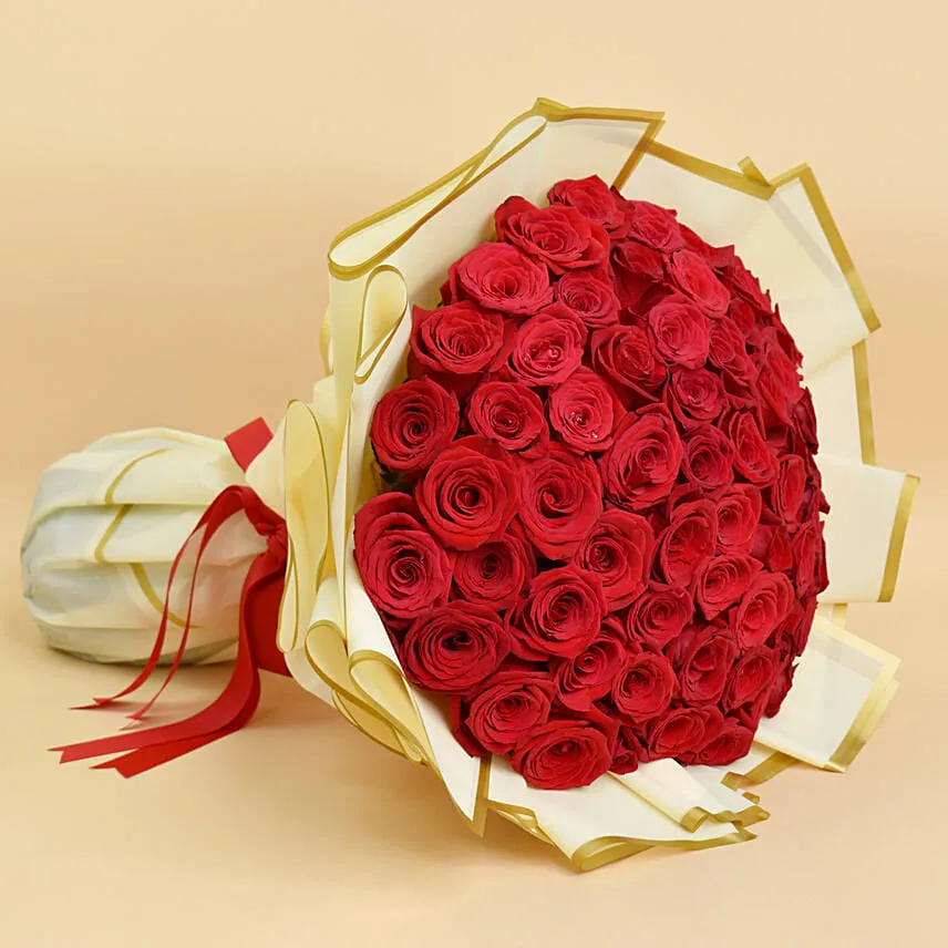 50 Valentine Roses Bouquet For 520 V-Day