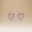 Omnia Signature Heart Earrings in 18K Rose Gold with Diamonds