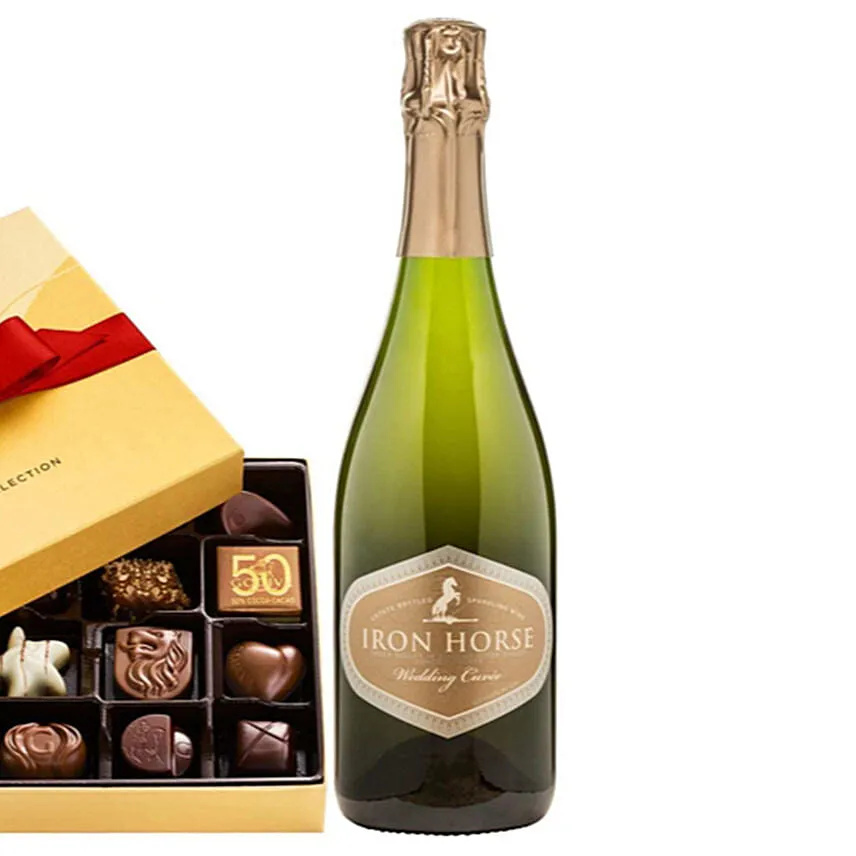 Iron Horse Wedding Cuvee & Godiva Gift Set