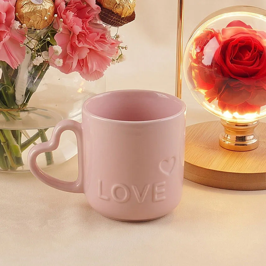 Romantic Rose Lamp, Carnation & Love Mug Gift Set