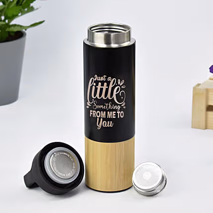Personalized Engraved Water Bottle - Eco-Friendly Bamboo & Stainless Steel