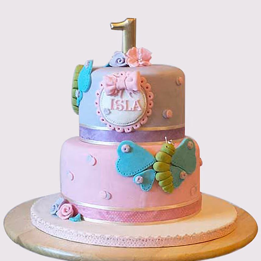 Beautiful 2 Tier Butterfly Truffle Cake