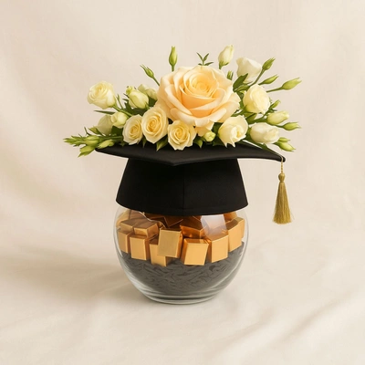 Graduation Hat Flowers And Chocolates