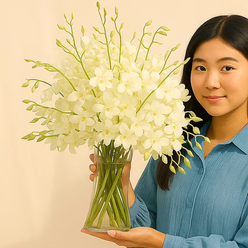 40 White Orchid Arrangement