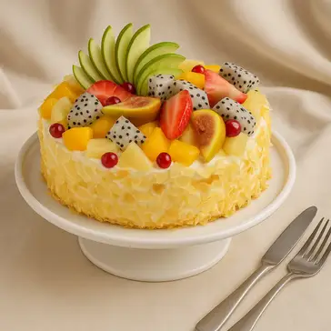 Delicious Fresh Fruit Chocolate Cake - 4 Portion