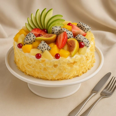 Delicious Fresh Fruit Chocolate Cake - 4 Portion