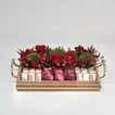 Luxurious Golden Tray of Exotic Mixed Flowers & Premium Chocolates