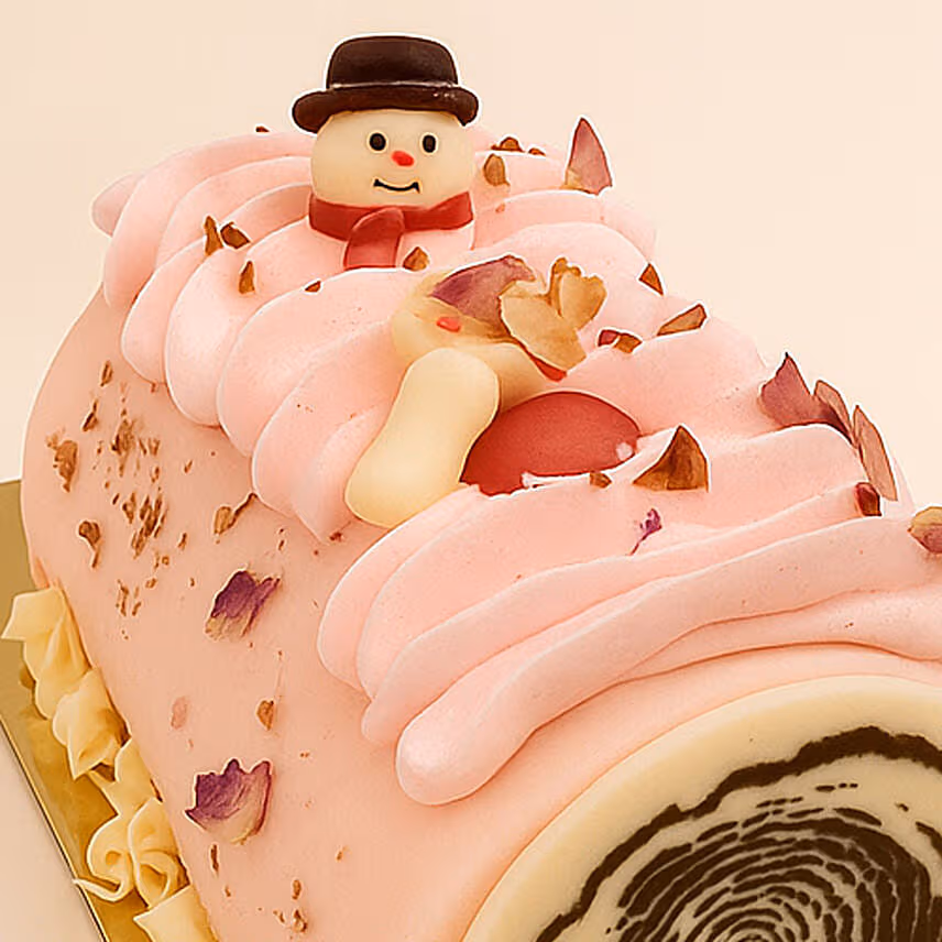 Rose n Lychee Christmas Log Cake - 400g
