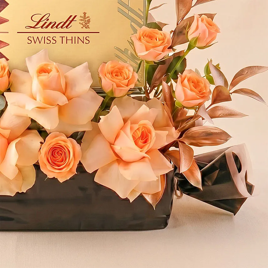 Lindt Chooclate Box and Roses Gift