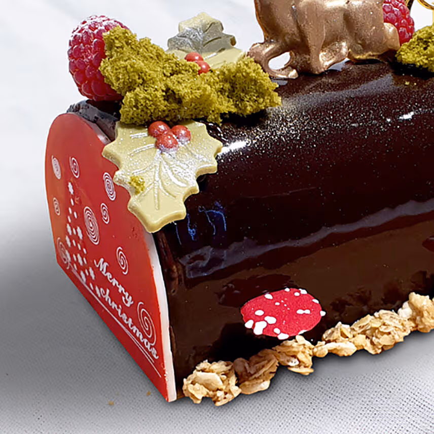 Chocolate Hazelnut Yule Log Cake