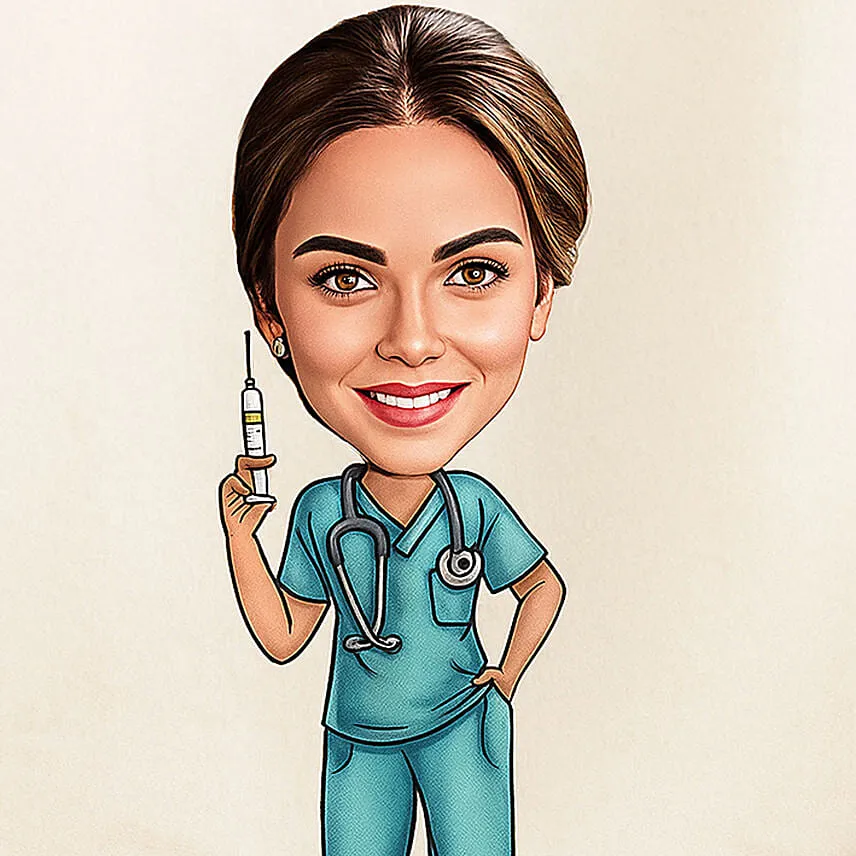 Personalised Nurse Caricature for Her