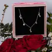 Exquisite Romantic Red Roses with Sterling Silver Love Necklace