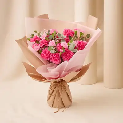 Birthday Wishes Carnations Hand Bouquet