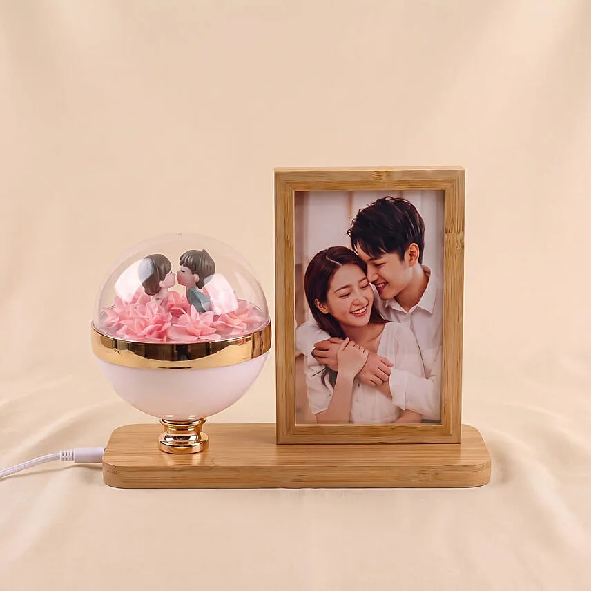 Personalised Couple Floral Dome Photo Frame
