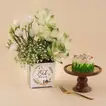 Eid Mubarak White Rose & Lisianthus Bouquet with Vanilla Mini Cake