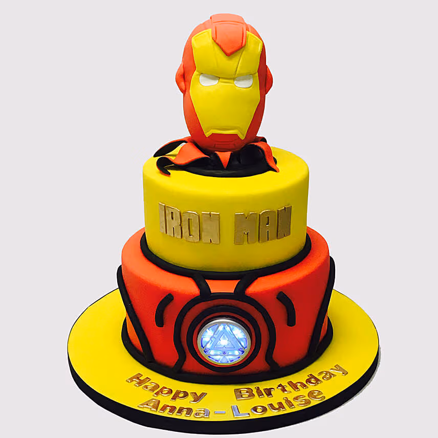Iron Man Fondant Theme Black Forest Cake