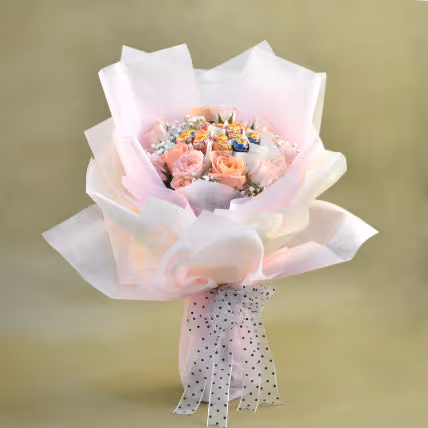 Pink Spray Roses & Chupa Chups Bouquet