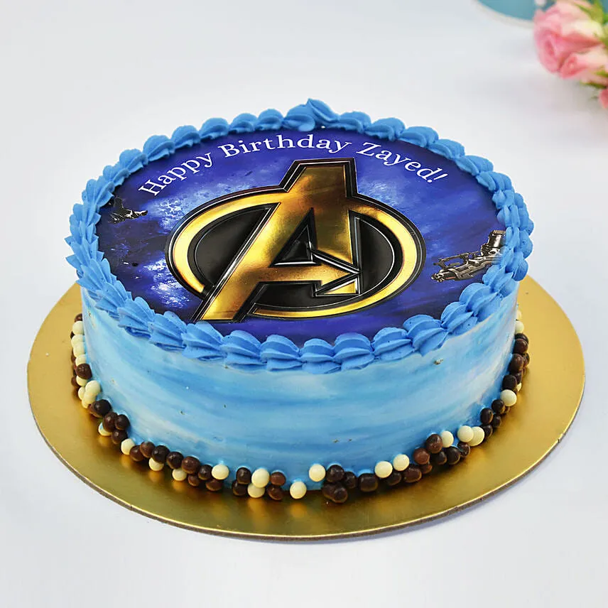 Avengers Logo Birthday Vanilla Cake Half kg