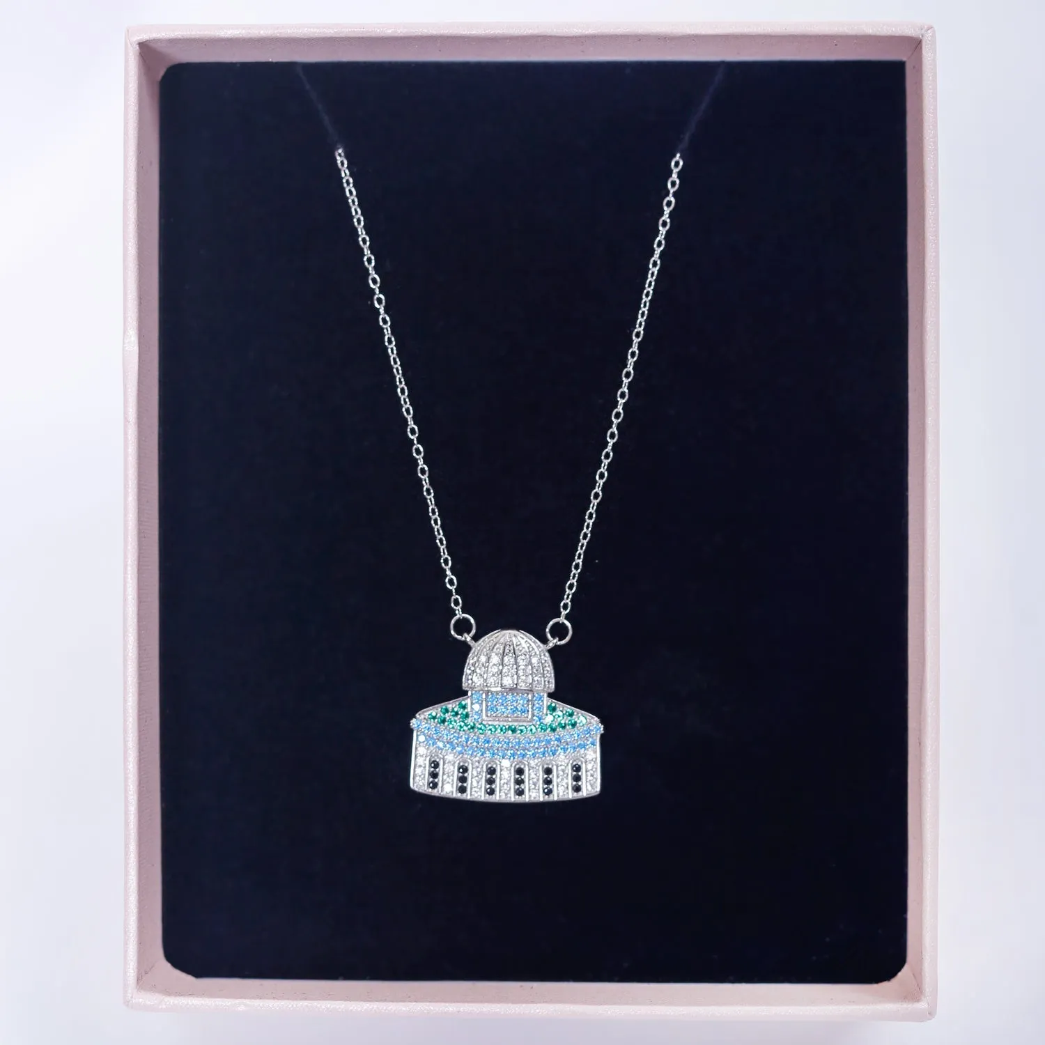 Elegant Sterling Silver Al Aqsa Mosque Necklace with Gift Box