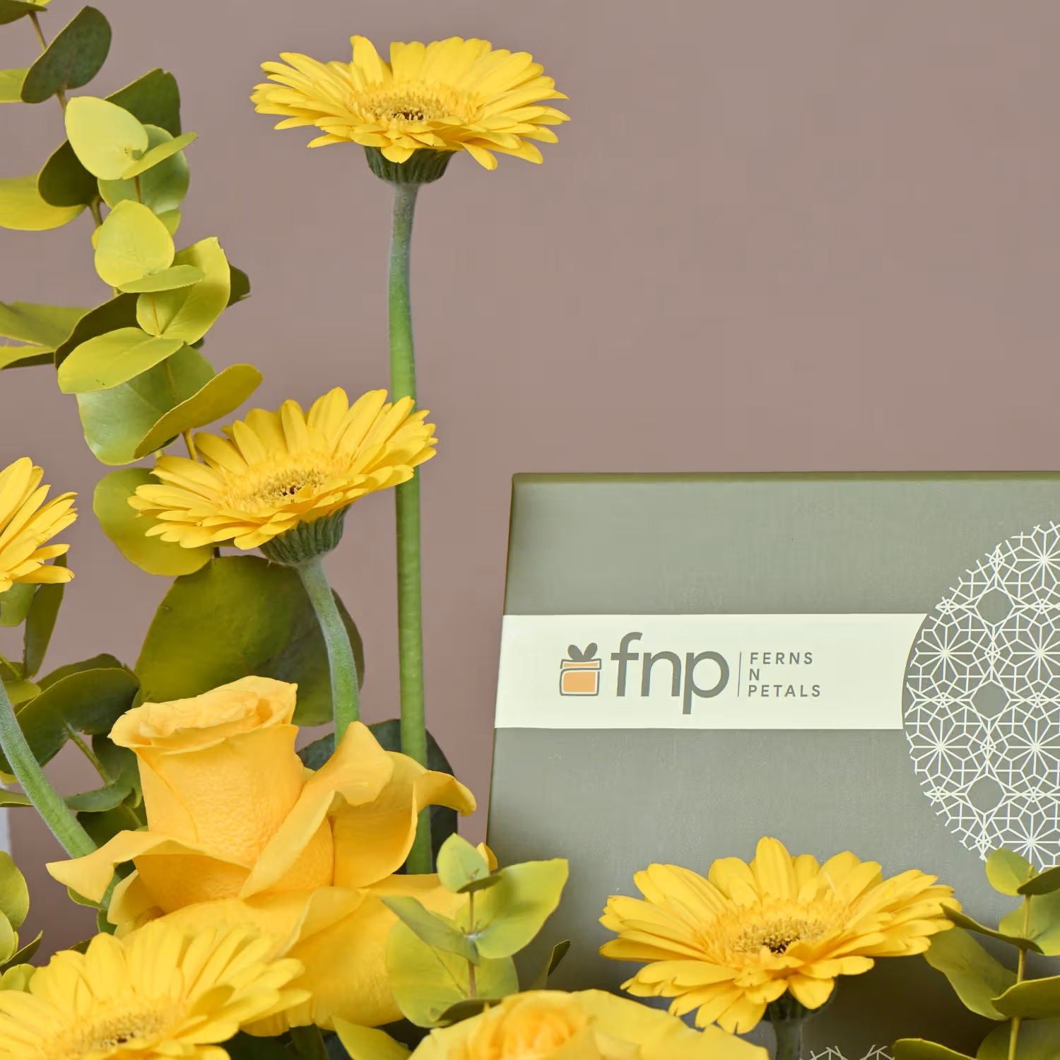 Elegant Yellow Floral Arrangement with Gourmet Chocolates