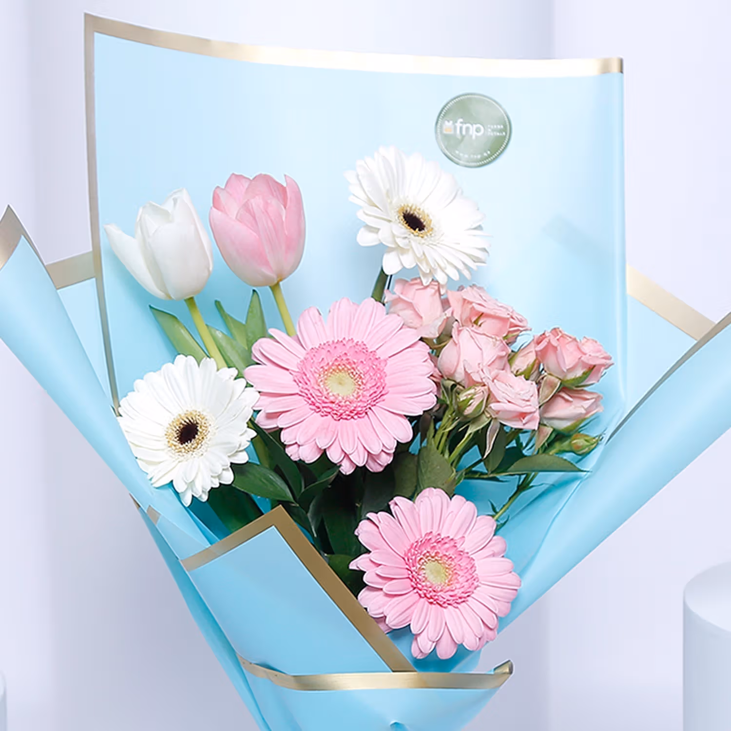 Eid Mubarak Flower Bouquet N Sweets Arranged In Tray