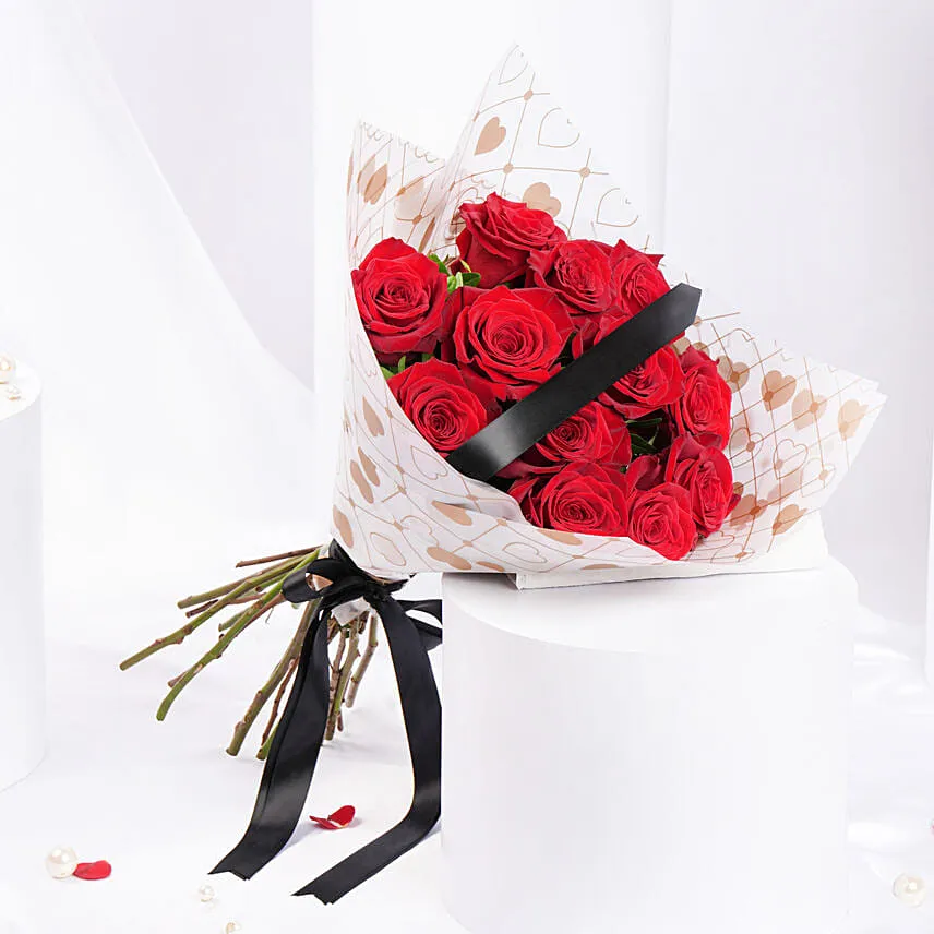 12 Red Roses Valentines Bouquet