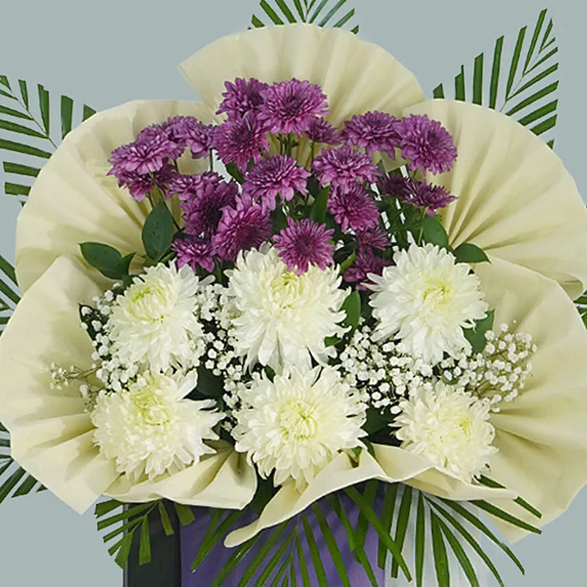 Eternal Condolence Mixed Flowers Black Stand